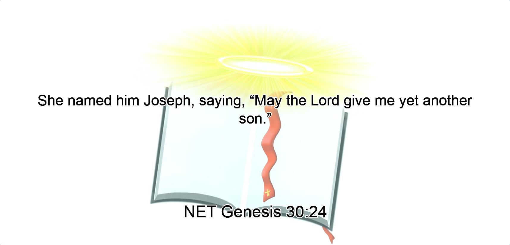 She named him Joseph,  saying, “May the Lord give me yet another son.”